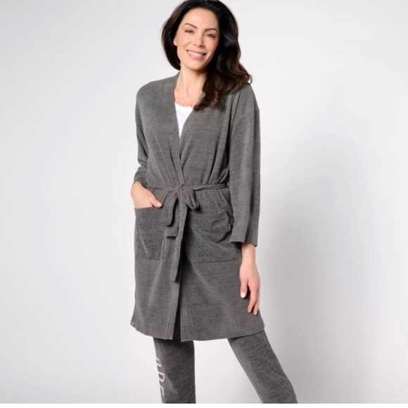 Barefoot Dreams cozy chic ultra lite Dream robe anchor grey Large NWT - Picture 1 of 10
